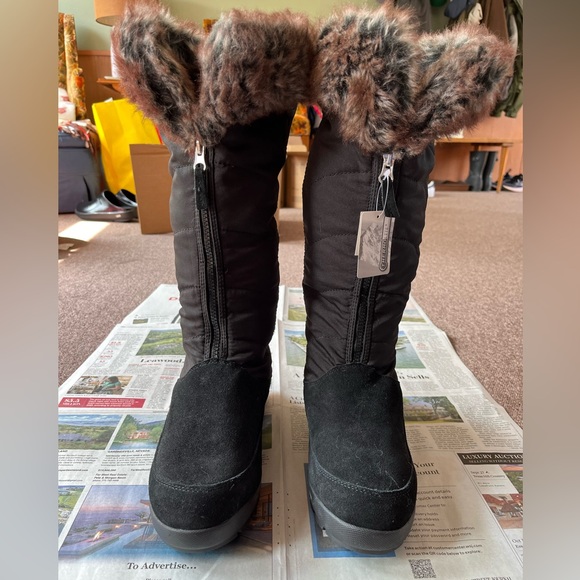 Lands End Black Winter Boots NWT Faux Fur Lined - Picture 2 of 10